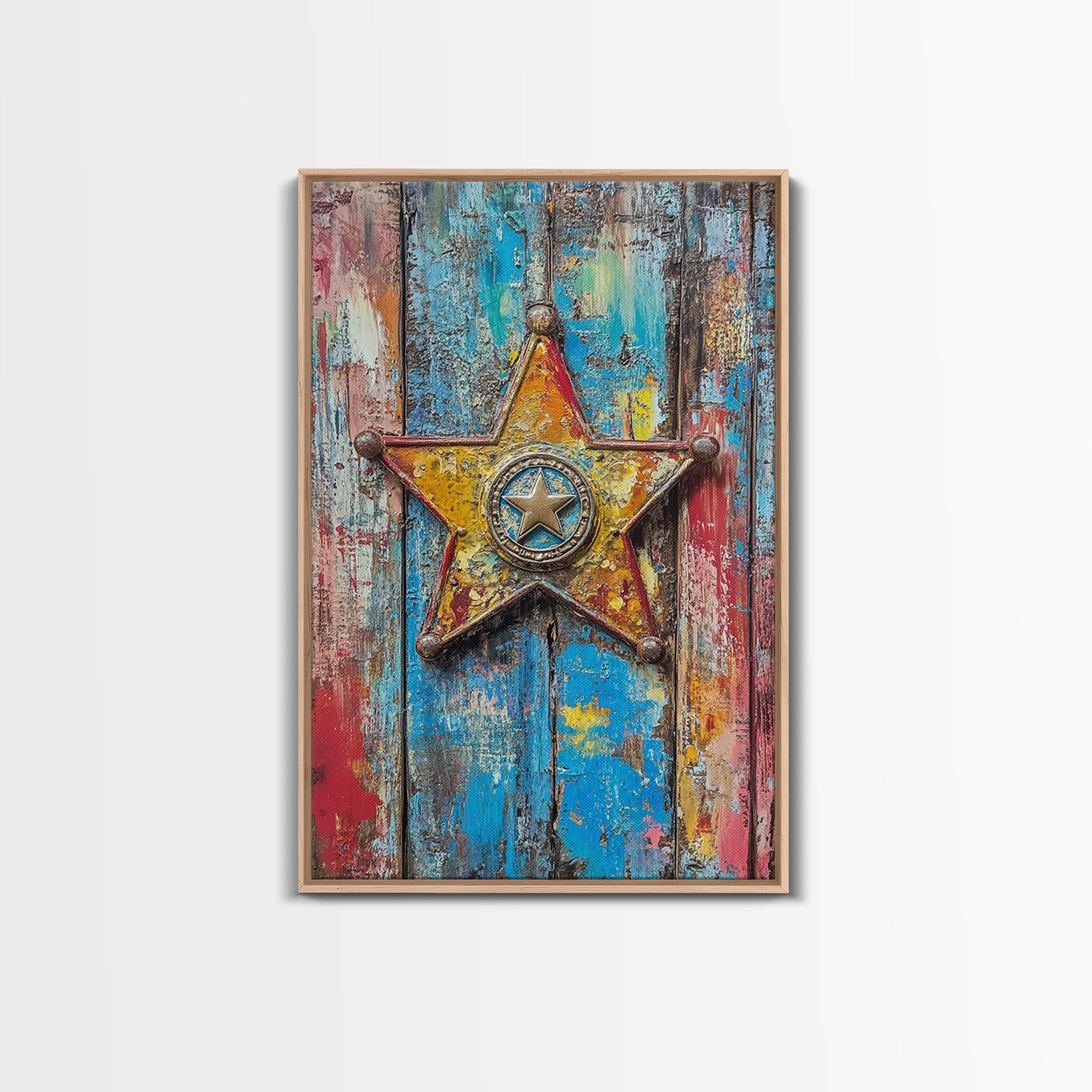 Texas Star, Western Badge, Distressed Metal Art, Cowboy Decor, Canvas Print, Rustic Wall Art, Southwest Wall Art, Vintage Decor