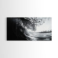 Ocean Wave Curl, Surf Tunnel, Tropical Coastline, Framed Canvas Print, Coastal Wall Art, Beach House Decor, Nature Photography